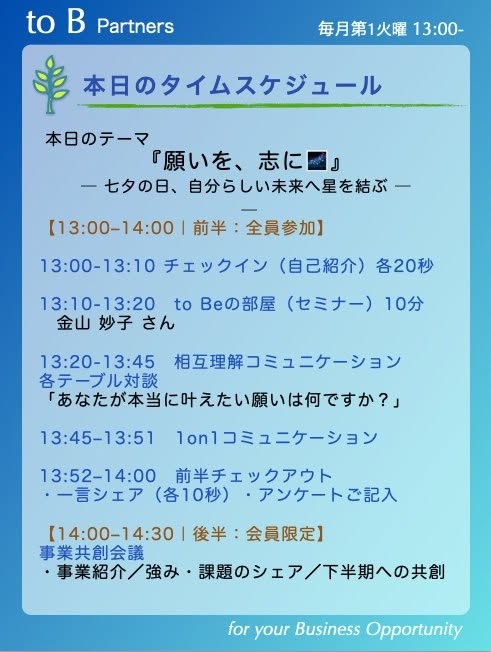 当日のタイムスケジュール